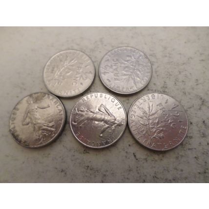 France - 25 differently dated - 1/2 (half) franc coins