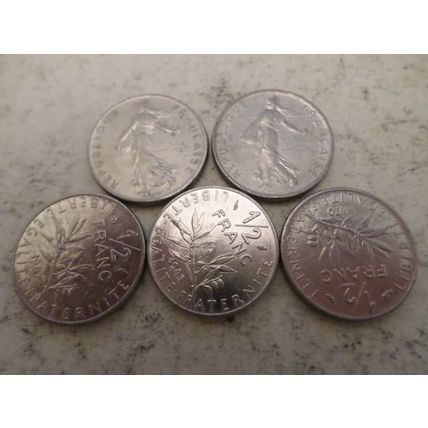 France - 25 differently dated - 1/2 (half) franc coins