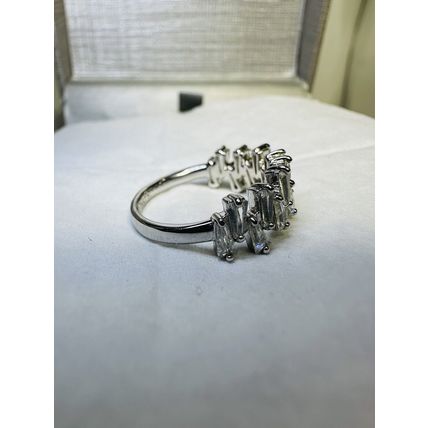 Ring Bomb Party Sz6 RBP Abstract Cluster of Colorless Gems on Rhodium P Band