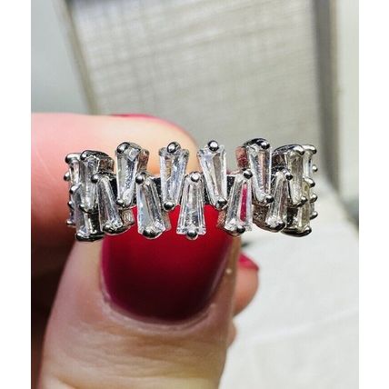 Ring Bomb Party Sz6 RBP Abstract Cluster of Colorless Gems on Rhodium P Band