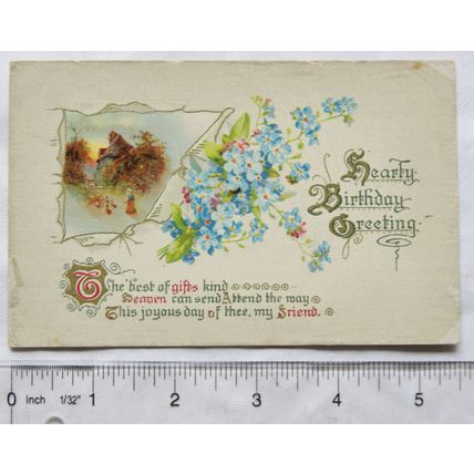 vintage postcard Hearty Birthday Greeting
