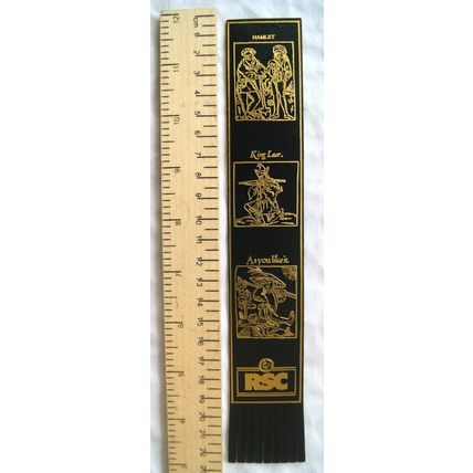 Vintage: black leather bookmark - RSC, Hamlet, King Lear, As you like it