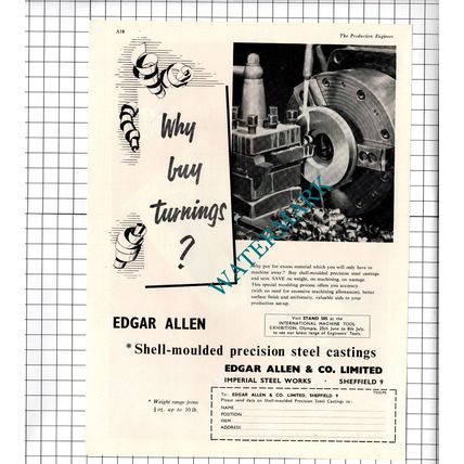 Edgar Allen & Co Ltd Steel Works Sheffield / Monks & Crane Ltd - 1960 Advert