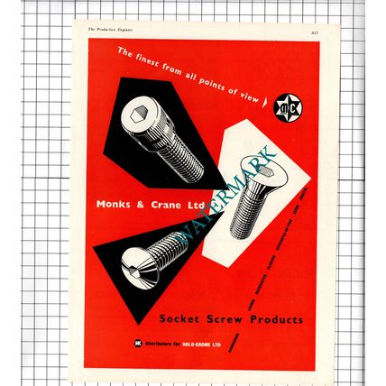 Edgar Allen & Co Ltd Steel Works Sheffield / Monks & Crane Ltd - 1960 Advert