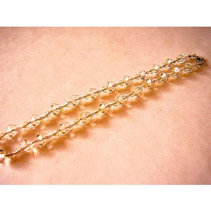 Vintage Necklace Cone Glass Beads on Fine Chain Austrian Crystal (1 Spacer loss)