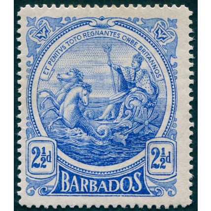 Barbados 1916 2½d deep ultramarine SG185 unused