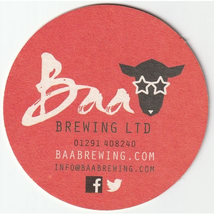 BEER MAT - BAA BREWING CO (GWENT, WALES) - (Cat No 001) - (2016)