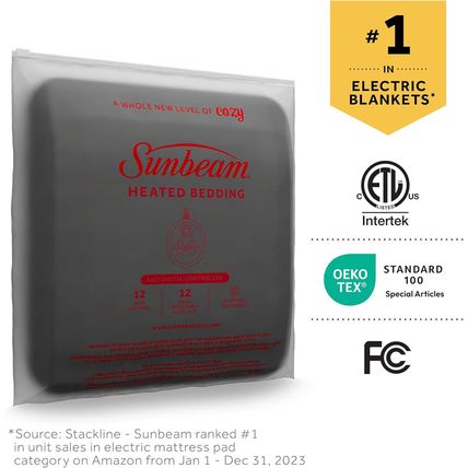 Sunbeam Royal Luxe Mushroom Heated Blanket - Full