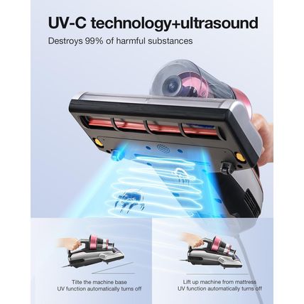 Jimmy Mattress Vacuum Cleaner, Bed Vacuum Cleaner with UV-C Light & Ultrasonic,
