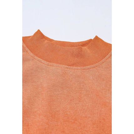 Orange Drop Shoulder Crew Neck Pullover Sweatshirt