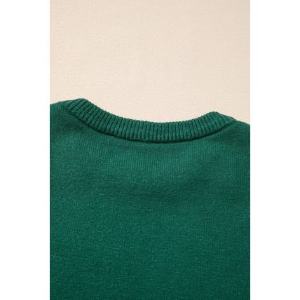 Evergreen Pearled Drop Shoulder Round Neck Sweater