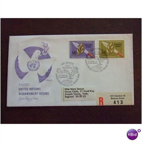 United Nations Geneva 1973 Disarmament Decade FDC SHS