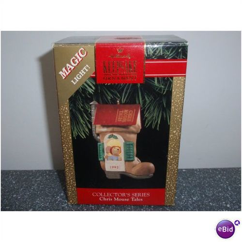 1992 Hallmark Magic Light Chris Mouse Tales Christmas Ornament 8th in Series