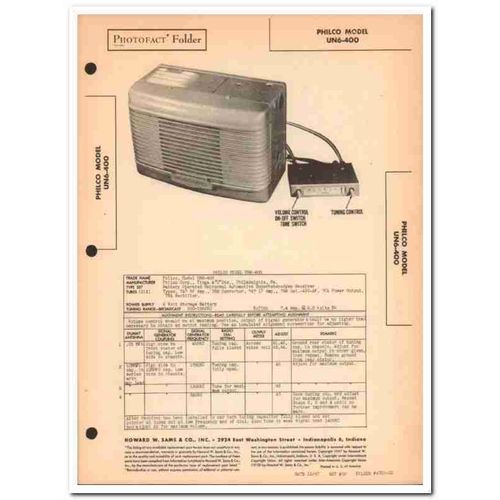 philco model un6-400 6-tube automotive am radio sams photofact manual