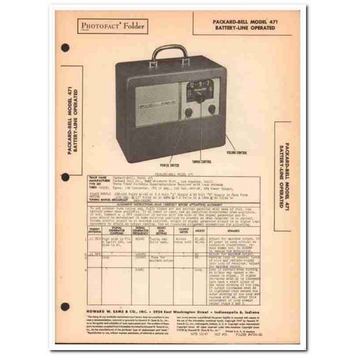 packard-bell model 471 4-tube am radio receiver sams photofact manual