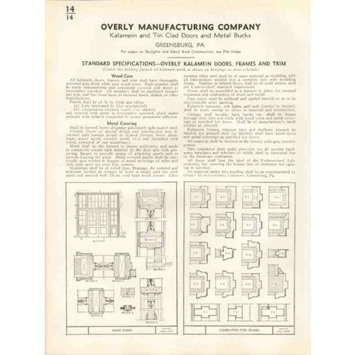 overly mfg company 1938 kalamein doors frames trim vintage catalog