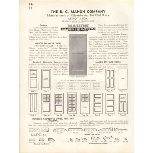 r c mahon company 1938 kalamein tin clad doors vintage catalog