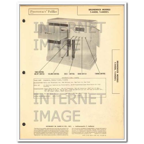 BRUNSWICK model T-4400 11 tube AM FM radio phono Sams Photofact manual