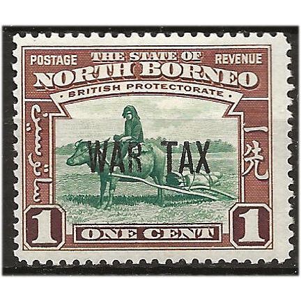 North Borneo 1941 SG218 1c Green & Red-Brown WAR TAX Mounted Mint . ..