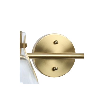 Uolfin Teardrop Bathroom Vanity Light 2-Light Brass Bell Clear Glass Shades