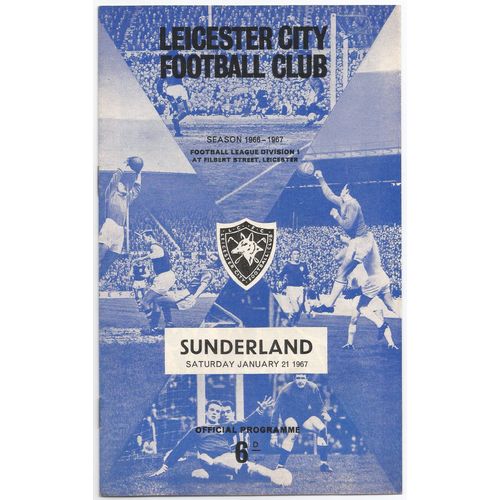 1966-67 LEICESTER CITY v SUNDERLAND (Near Mint Condition - No Writing)