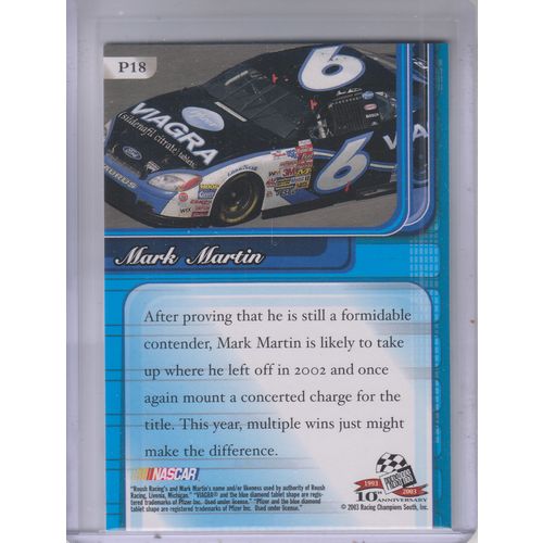 2003 Press Pass Premium Mark Martin RED