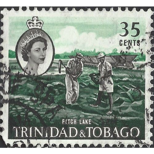 TRINIDAD & TOBAGO, Elizabeth II, Pitch Lake, green 1960, 35c