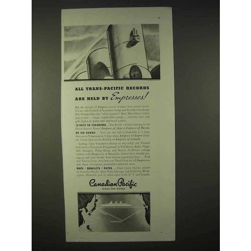 1935 Canadian Pacific Cruise Ad - Trans-Pacific Records