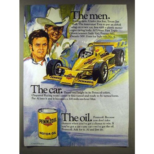 1979 Pennzoil Oil Ad - Jim Hall, Al Unser
