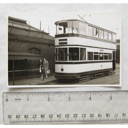 Photo Sheffield Tram no.97 at Vulcan Road in 1960