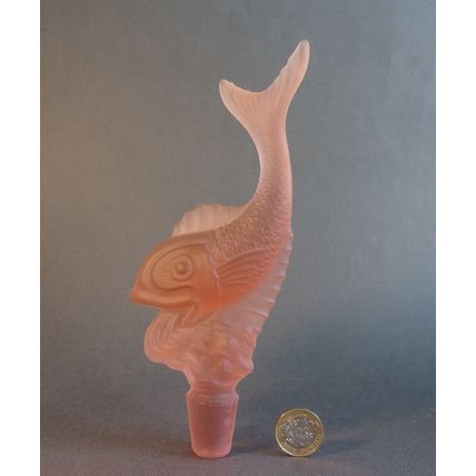 Art Deco Josef Inwald Pink Glass Fish Centrepiece Figure "Poisson Volant".