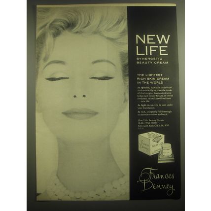1962 Frances Denney New Life Synergetic Beauty Cream Advertisement