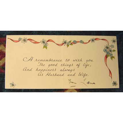VINTAGE WEDDING CARD 1950 - 60's A.M.DAVIS & Co.