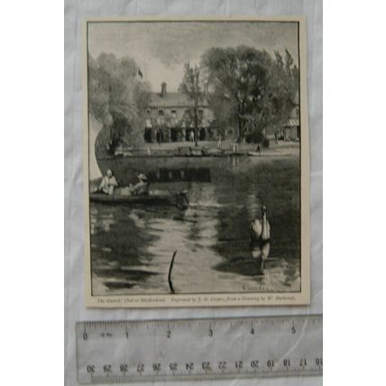 Vintage engraving - The Guard's Club at Maidenhead, engraved by J. D. Cooper