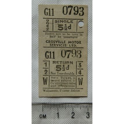 Vintage: Crosville Motor Services 5½d single & return ticket