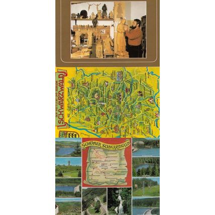 German Schwarzwald Handmade Statue Making 2x Map 3x Postcard s