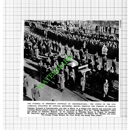 President Gottwald Of Czechoslovakia Funeral - 1953 Cutting