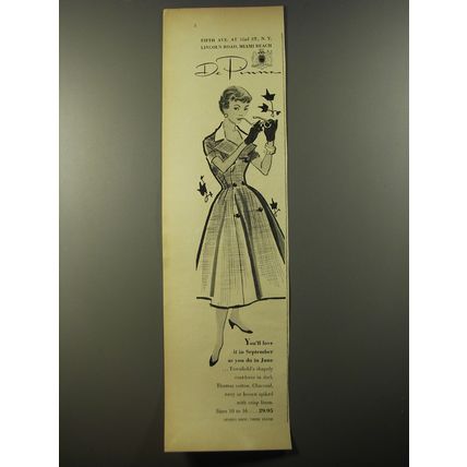 1954 De Pinna Townfield Coatdress Ad - You'll love it in September