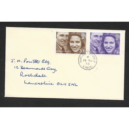 GREAT BRITAIN 1973 14th NOV ROYAL WEDDING 2 V SG941-942 PLAIN FIRST DAY COVER#5
