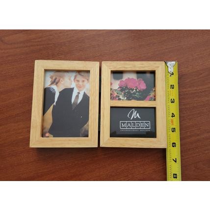Malden International Designs Wood 3 Photo Frame, 3x5, 2x3, free stand wall mount
