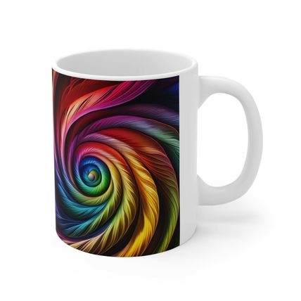 Fusion of Bright Rainbow Swirls in Motion #13 Ceramic Coffee Mug 11oz