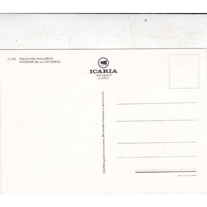 Palma de Mallorca interior de la Catedral Spain Postcard unused VGC