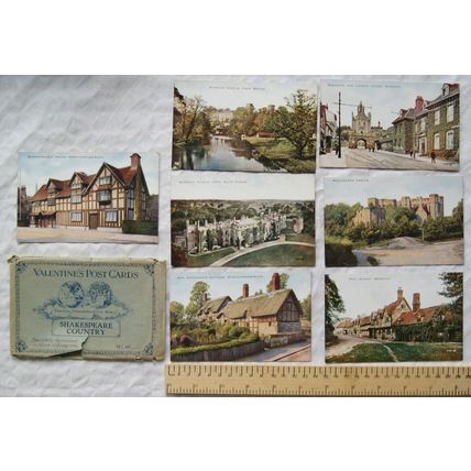 7 vintage postcards Shakespeare Country