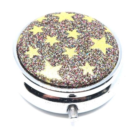 Gold Stars on a Glitter Background Pill Box - 1.5 CM Storage Gift