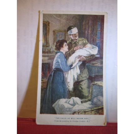 BLINDED SOLDIERS' CHILDREN FUND , WW1 unused antique postcard Gordon Browne =