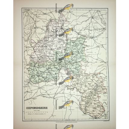 Oxfordshire, England, Map, Book Illustration (Print), 1895