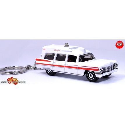 RARE KEYCHAIN WHITE CADILLAC AMBULANCE CUSTOM Ltd GREAT GIFT or DESK DISPLAY