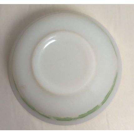 Hazel Atlas Ivy Round Glass Bowl - White w/ Green Leaves - Farmhouse/Decor