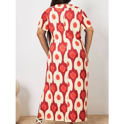Short Sleeve Printed Sundress Beach Maxi Dresses Plus Size Womens Summer V-Neck