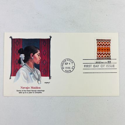 Navajo Art - Navajo Maiden Stamp First Day Issue Cover 1986 Window Rock AZ